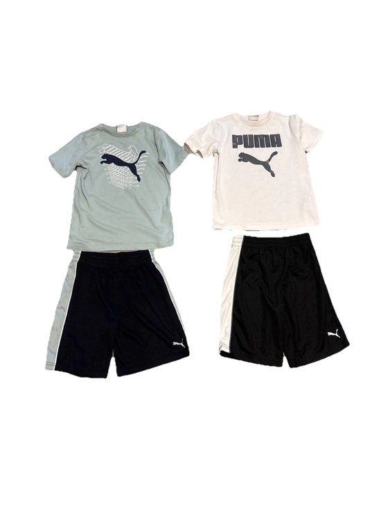 Puma Other - (2) PUMA boys T-shirts & Athletic Shorts Sets Big Logo Sage White Black Size 7